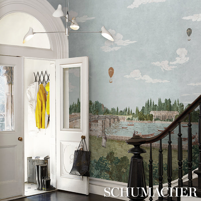 Schumacher Promenade 4 Panel Set Sky Wallpaper Sample 5018122