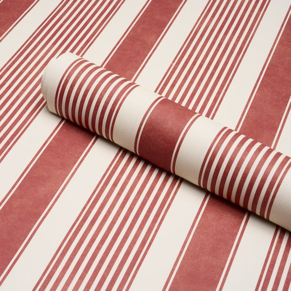 Schumacher Summerville Stripe Currant Wallpaper Sample 5018140