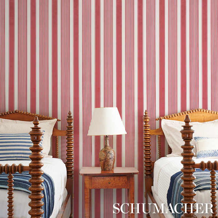Schumacher Summerville Stripe Currant Wallpaper Sample 5018140