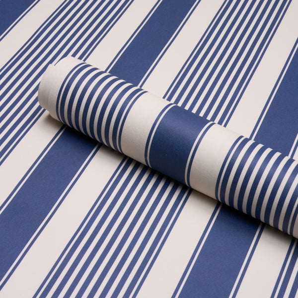 Schumacher Summerville Stripe Indigo Wallpaper Sample 5018141
