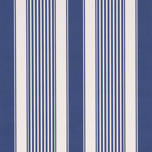Schumacher Summerville Stripe Indigo Wallpaper Sample 5018141