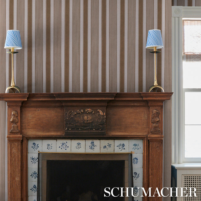 Schumacher Summerville Stripe Umber Wallpaper Sample 5018142