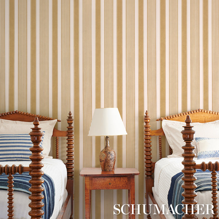 Schumacher Summerville Stripe Ochre Wallpaper 5018143