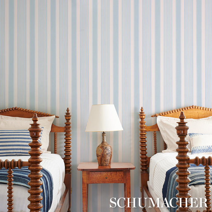 Schumacher Summerville Stripe Sky Wallpaper 5018144