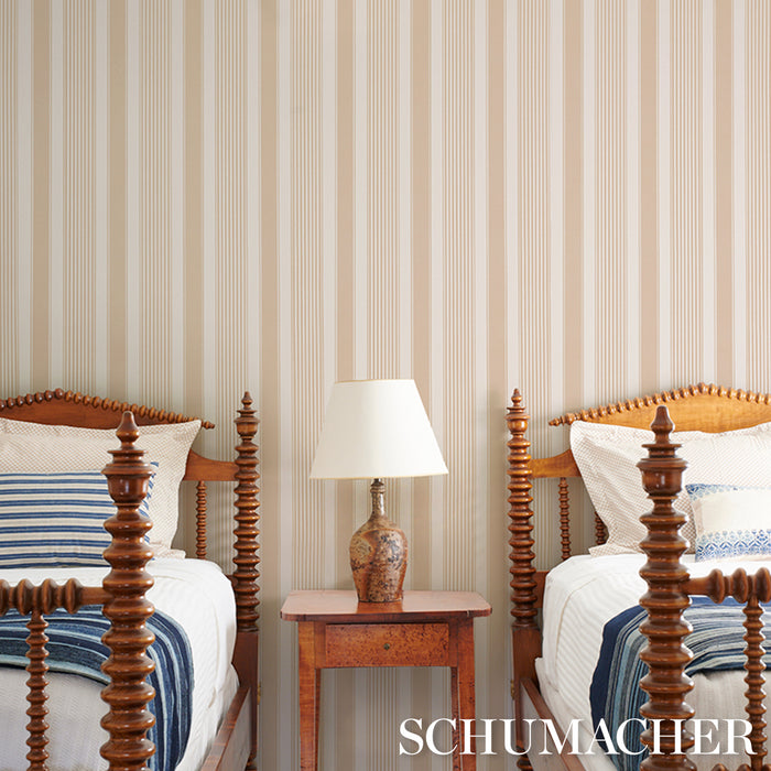 Schumacher Summerville Stripe Birch Wallpaper Sample 5018145