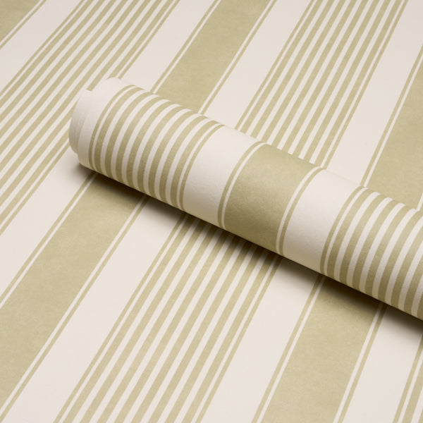 Schumacher Summerville Stripe Celery Wallpaper Sample 5018146