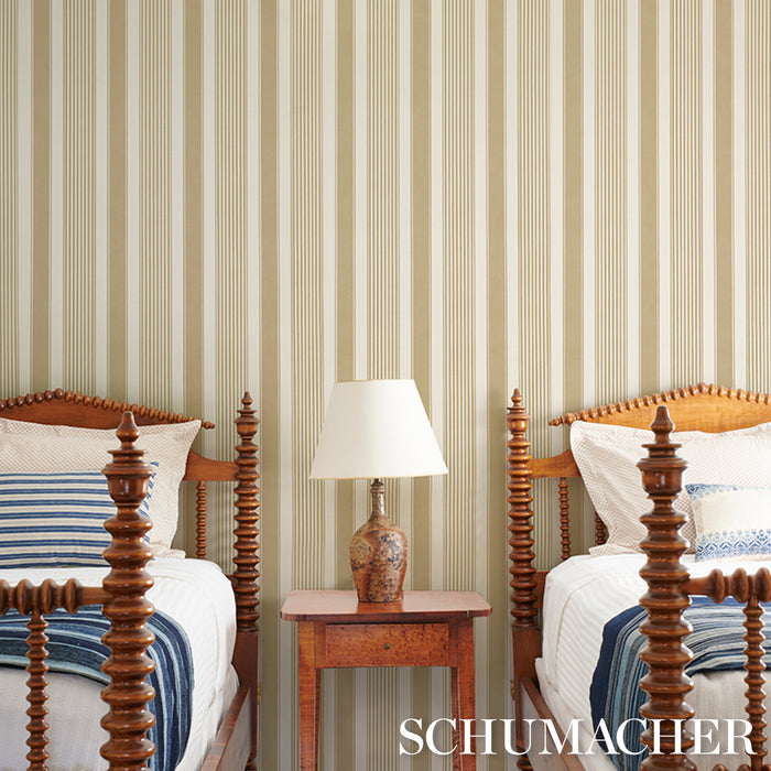 Schumacher Summerville Stripe Celery Wallpaper Sample 5018146