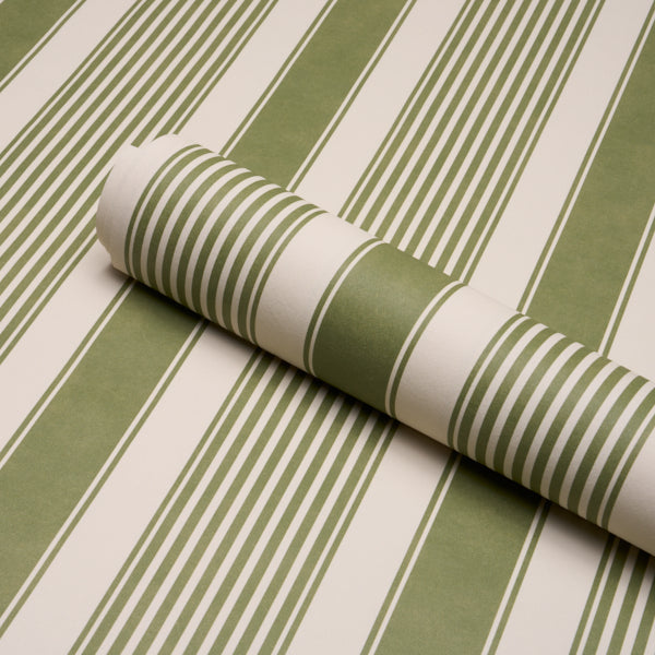 Schumacher Summerville Stripe Moss Wallpaper Sample 5018147
