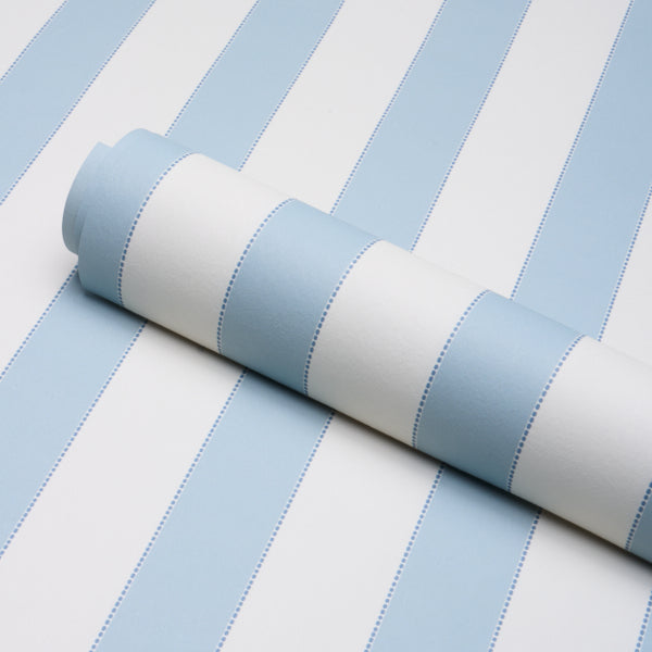 Schumacher Louise Stripe Blue Wallpaper Sample 5018150