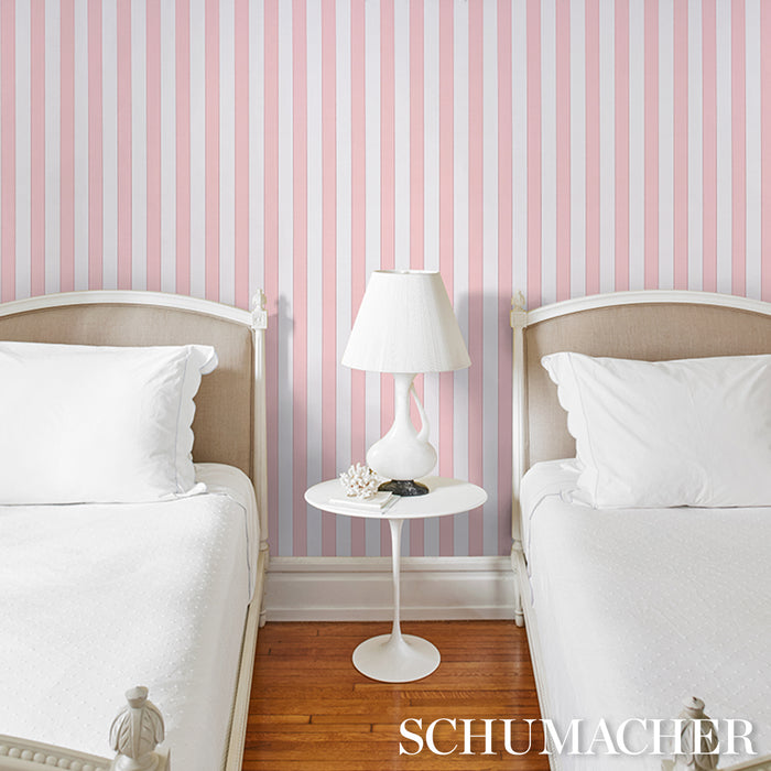 Schumacher Louise Stripe Rose Wallpaper 5018153