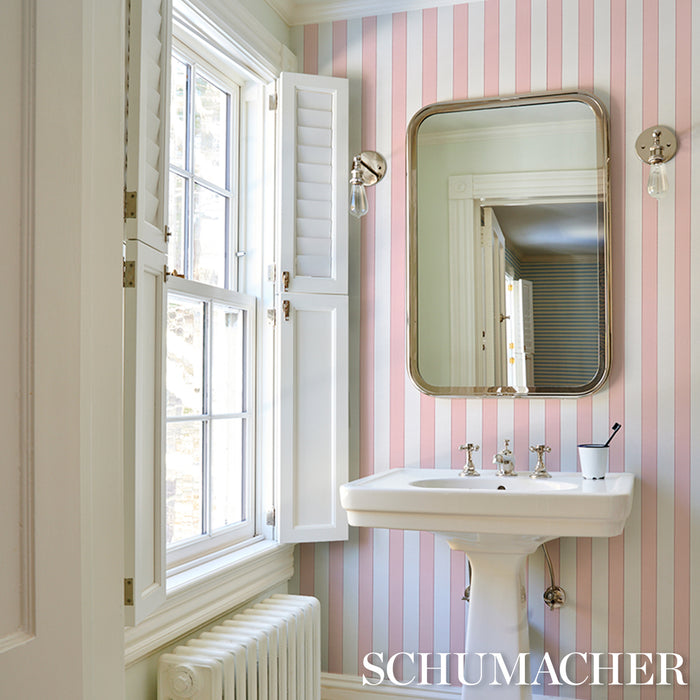 Schumacher Louise Stripe Rose Wallpaper Sample 5018153