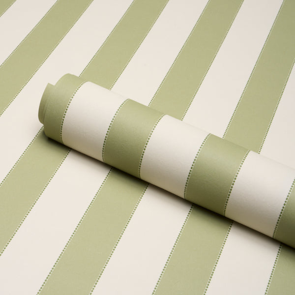Schumacher Louise Stripe Leaf Wallpaper Sample 5018154
