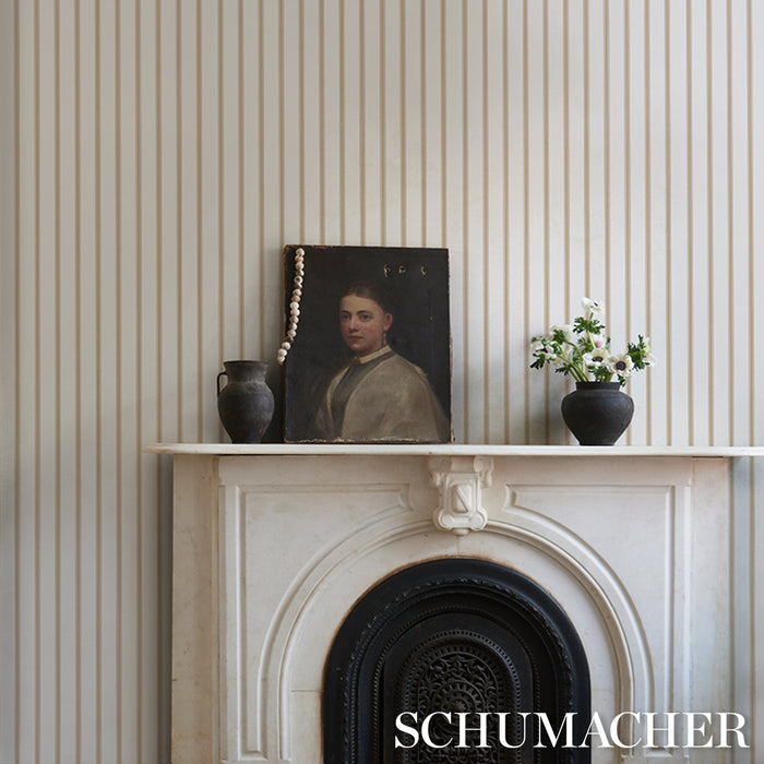 Schumacher Westerly Stripe Wheat Wallpaper Sample 5018160