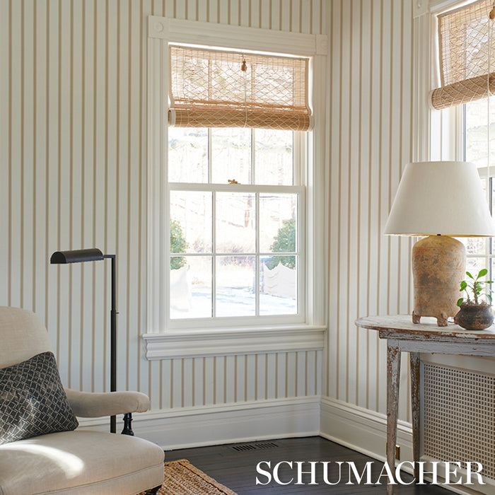 Schumacher Westerly Stripe Wheat Wallpaper Sample 5018160