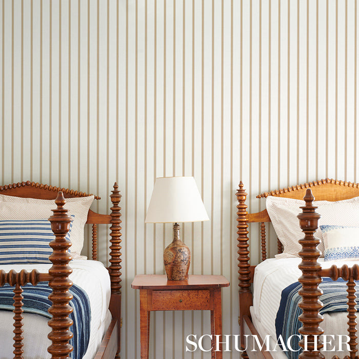 Schumacher Westerly Stripe Wheat Wallpaper Sample 5018160