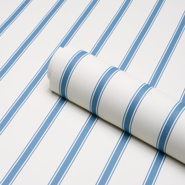 Schumacher Westerly Stripe Blue Wallpaper Sample 5018162
