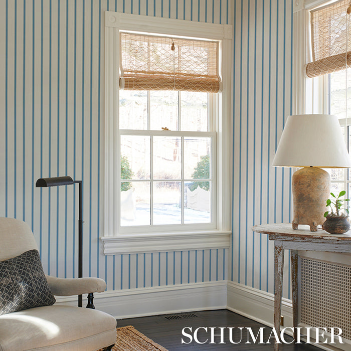Schumacher Westerly Stripe Blue Wallpaper Sample 5018162