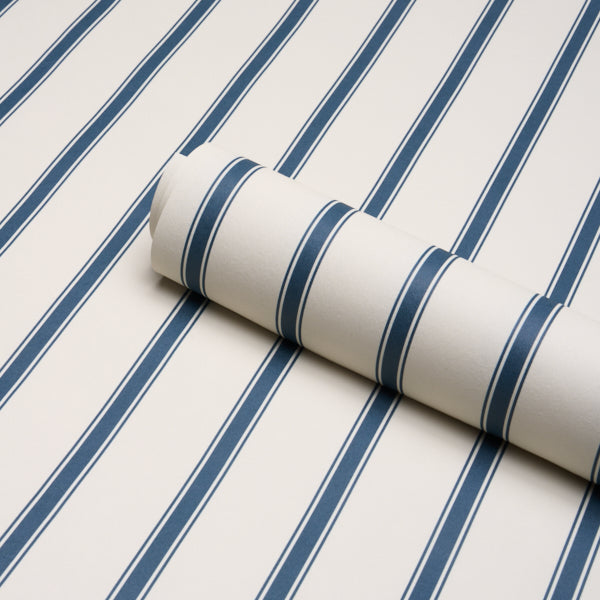 Schumacher Westerly Stripe Navy Wallpaper Sample 5018163
