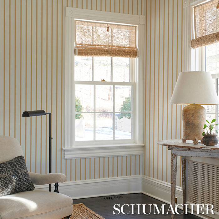 Schumacher Westerly Stripe Marigold Wallpaper Sample 5018164
