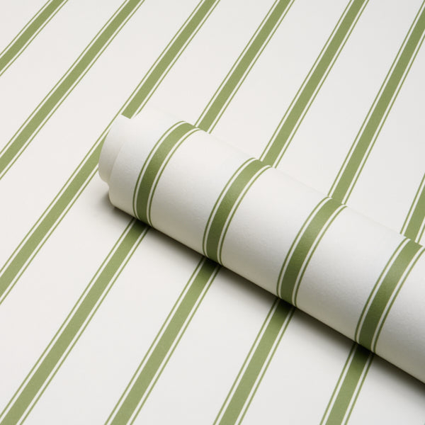 Schumacher Westerly Stripe Moss Wallpaper Sample 5018165