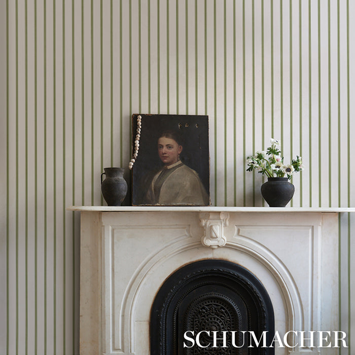 Schumacher Westerly Stripe Moss Wallpaper Sample 5018165