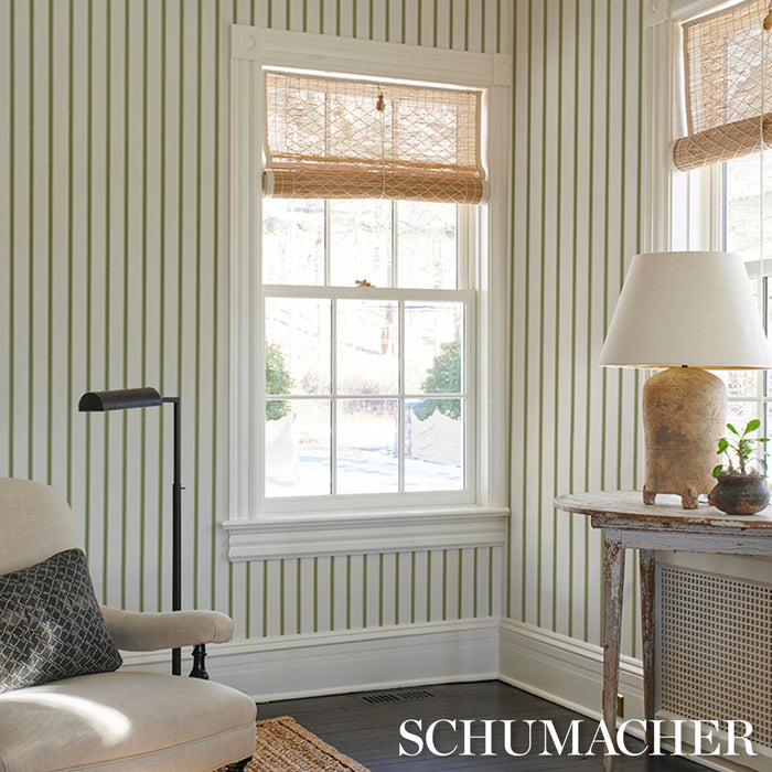 Schumacher Westerly Stripe Moss Wallpaper Sample 5018165
