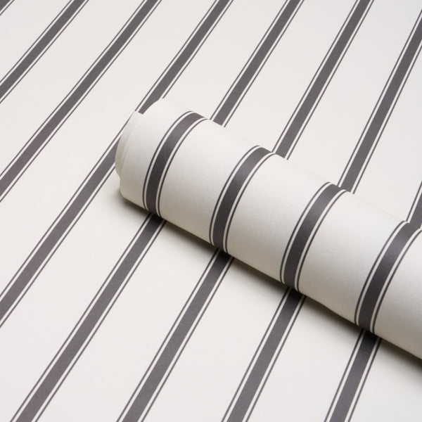 Schumacher Westerly Stripe Charcoal Wallpaper Sample 5018166