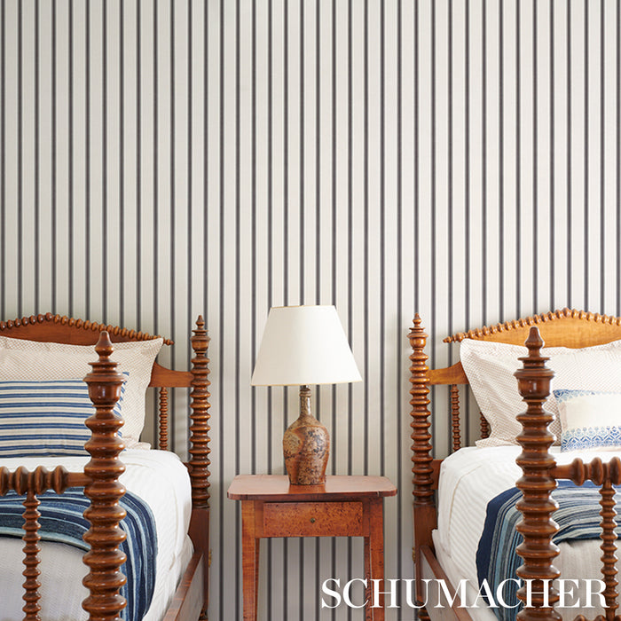 Schumacher Westerly Stripe Charcoal Wallpaper Sample 5018166