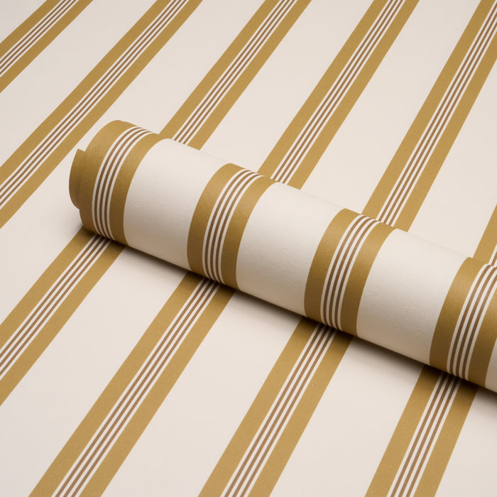 Schumacher Chatham Stripe Ochre Wallpaper Sample 5018171