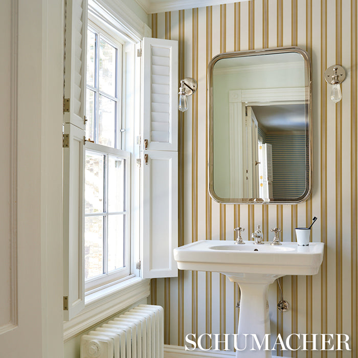 Schumacher Chatham Stripe Ochre Wallpaper 5018171