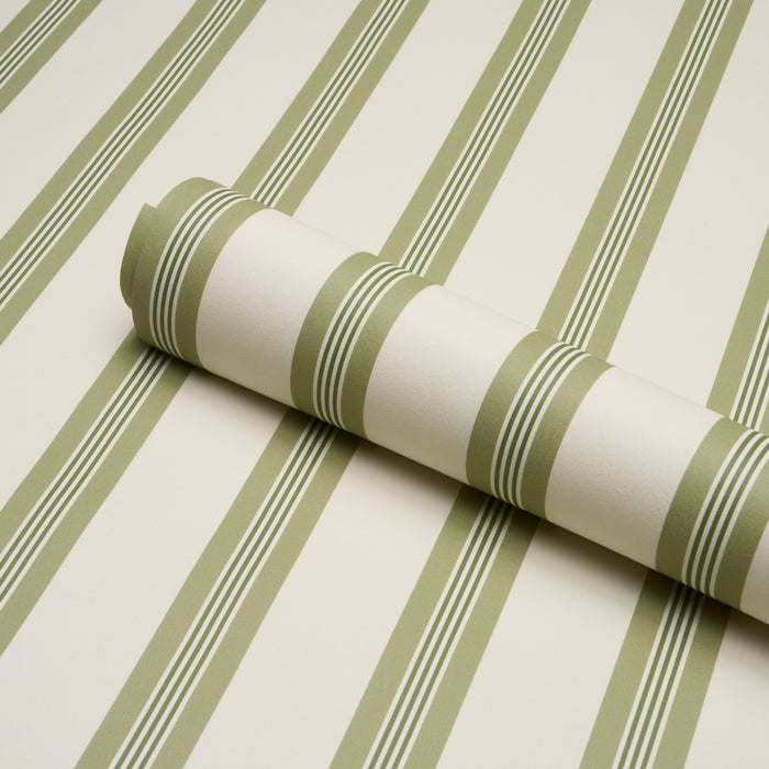 Schumacher Chatham Stripe Leaf Wallpaper Sample 5018172