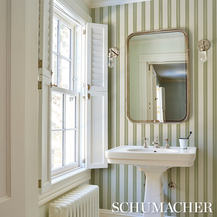 Schumacher Chatham Stripe Leaf Wallpaper Sample 5018172