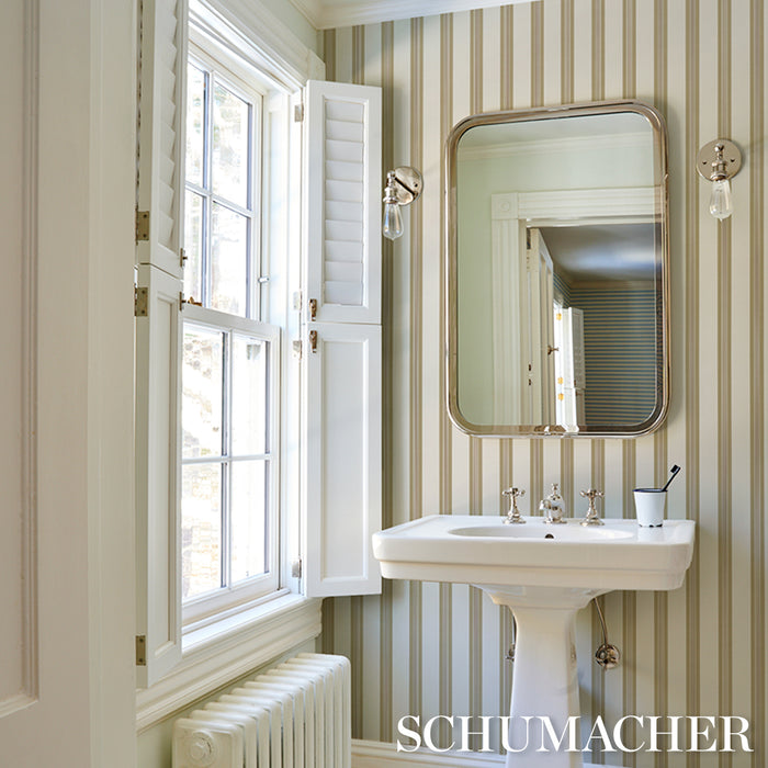 Schumacher Chatham Stripe Driftwood Wallpaper Sample 5018173