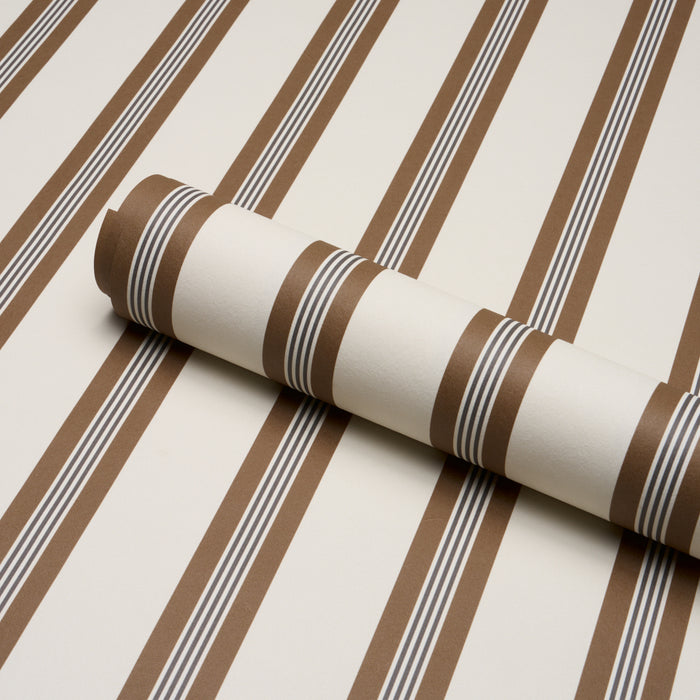 Schumacher Chatham Stripe Umber Wallpaper Sample 5018174