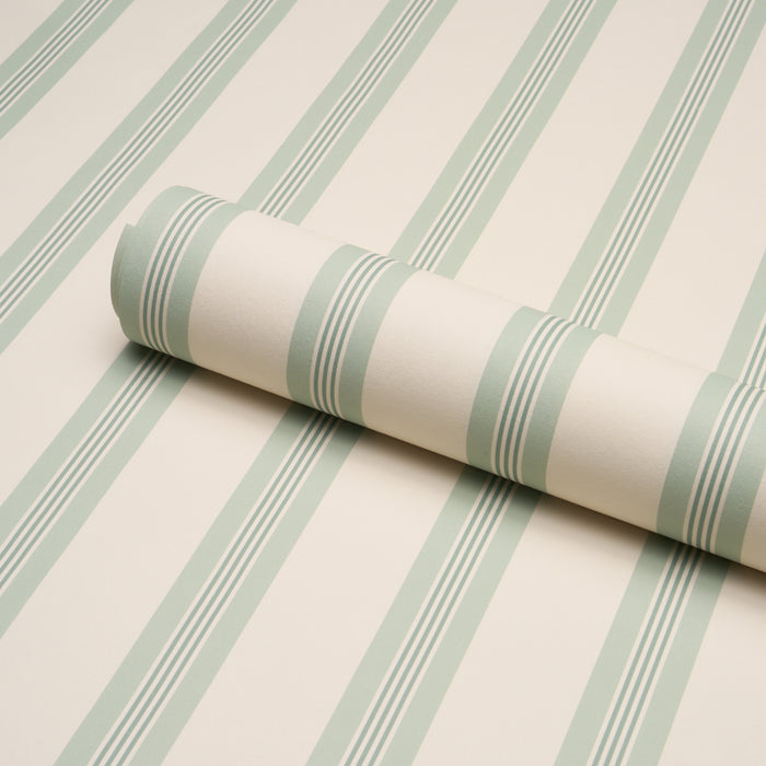 Schumacher Chatham Stripe Celadon Wallpaper Sample 5018175
