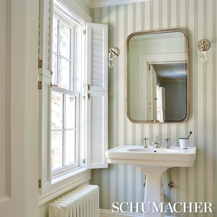 Schumacher Chatham Stripe Celadon Wallpaper 5018175