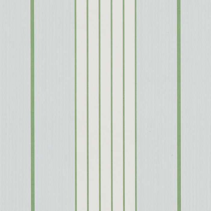Schumacher Audrey Stripe Sky & Leaf Wallpaper Sample 5018180