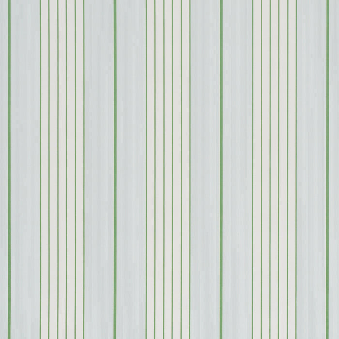 Schumacher Audrey Stripe Sky & Leaf Wallpaper Sample 5018180