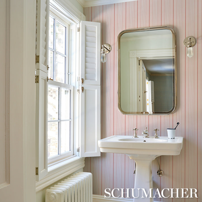 Schumacher Audrey Stripe Pink Wallpaper Sample 5018182
