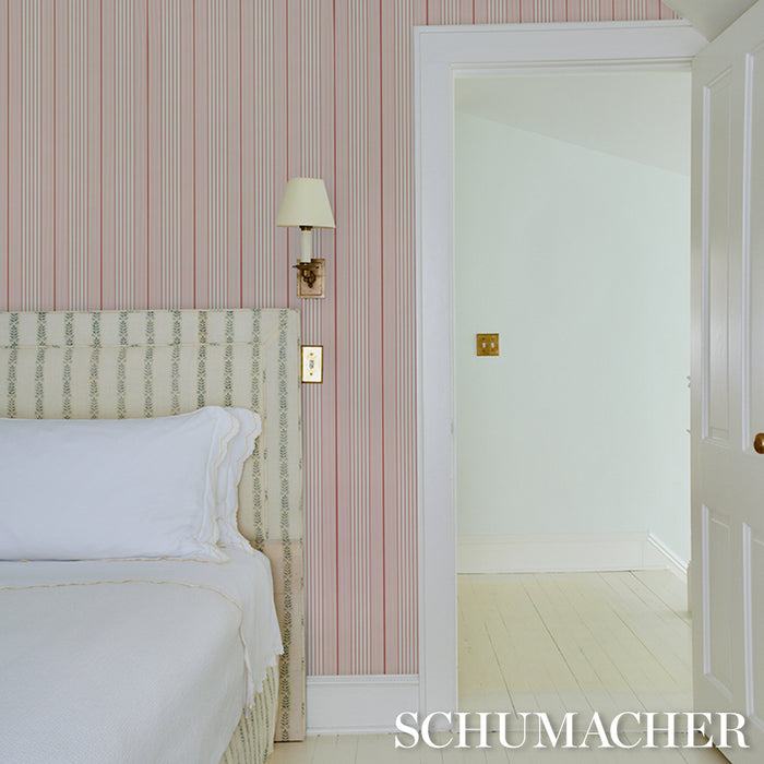 Schumacher Audrey Stripe Pink Wallpaper Sample 5018182