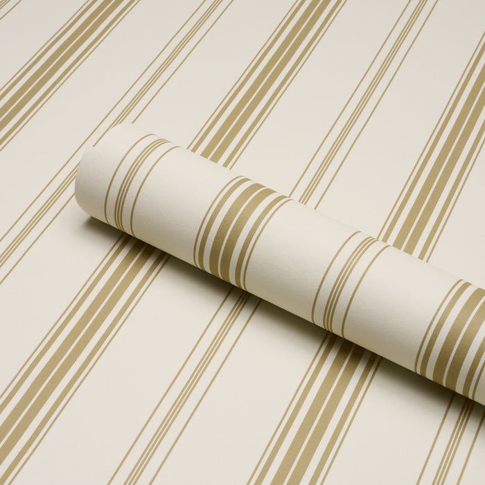 Schumacher Coco Stripe Neutral Wallpaper Sample 5018191