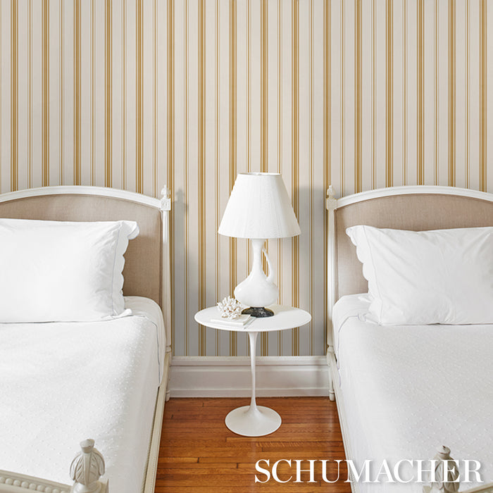Schumacher Coco Stripe Marigold Wallpaper Sample 5018192
