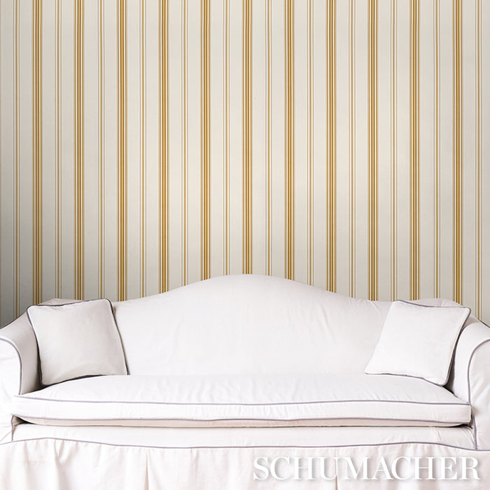 Schumacher Coco Stripe Marigold Wallpaper Sample 5018192