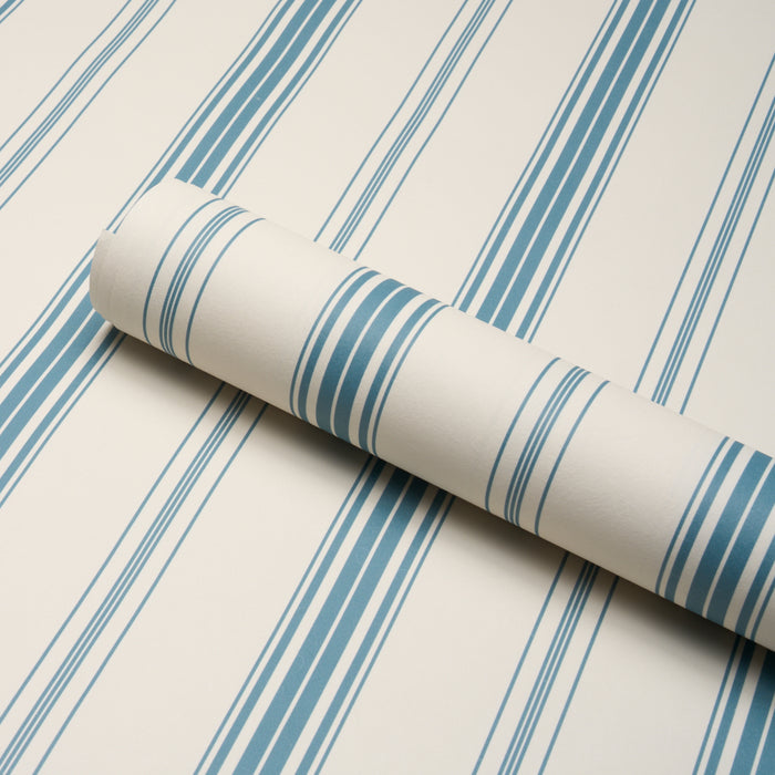 Schumacher Coco Stripe Delft Wallpaper Sample 5018193