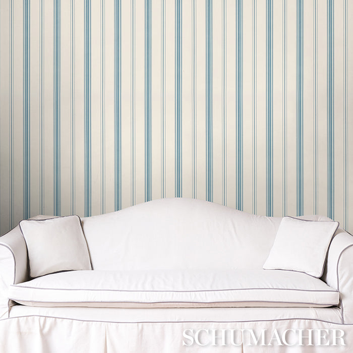 Schumacher Coco Stripe Delft Wallpaper Sample 5018193
