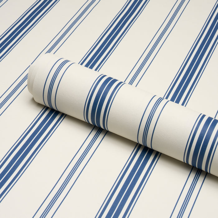 Schumacher Coco Stripe Indigo Wallpaper 5018194