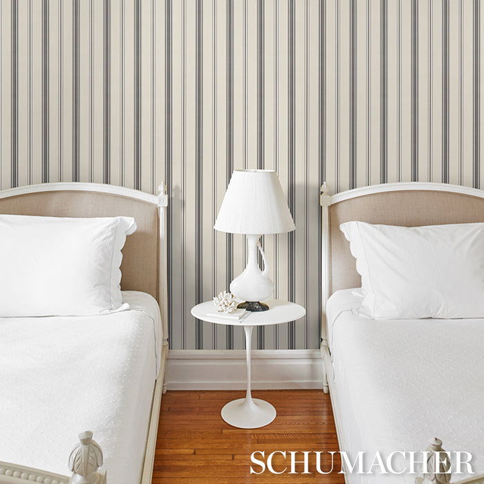 Schumacher Coco Stripe Graphite Wallpaper 5018195