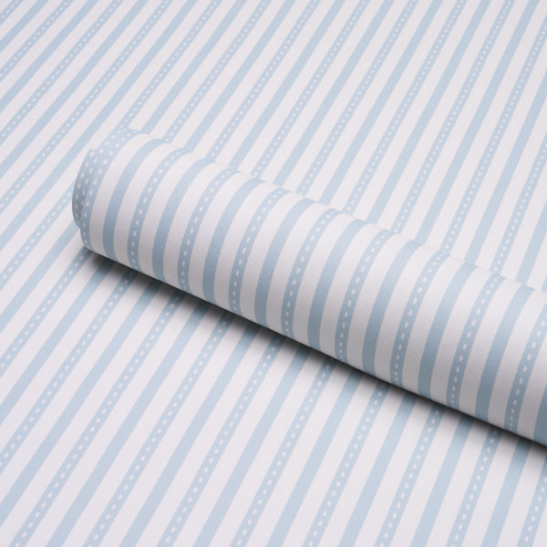Schumacher Mathis Ticking Stripe Sky Wallpaper Sample 5018200