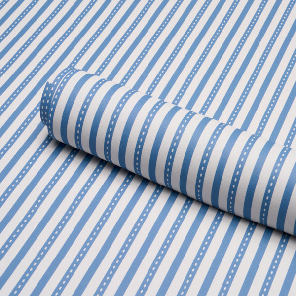 Schumacher Mathis Ticking Stripe Delft Wallpaper 5018201