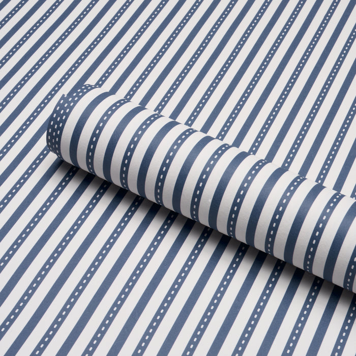 Schumacher Mathis Ticking Stripe Indigo Wallpaper 5018202